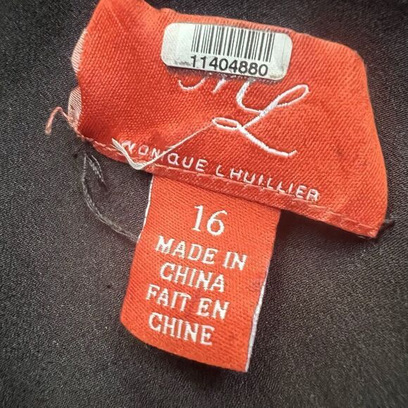 ML Monique Lhuillier Dress Black Metallic Burnout Dot size 16 Handkerchief Hem - Picture 10 of 15